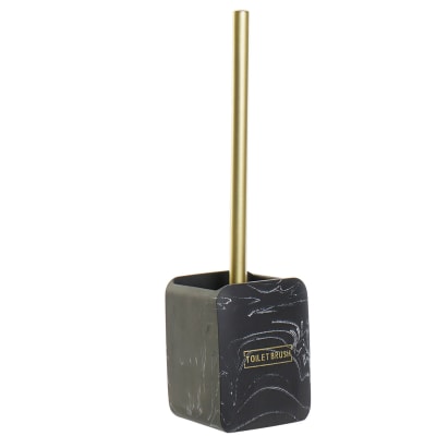 Brosse wc résine effet marbre noir 9.5x9.5x37cm