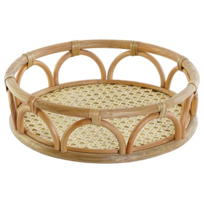 Plateau rond en rotin 33x33x9cm