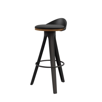 Tabouret bas avec assise en similicuir et pieds en polypropylène