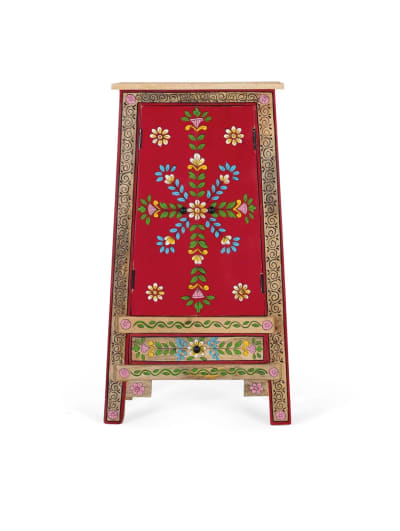Meuble d'appoint en bois de manguier et mdf et peint à la main