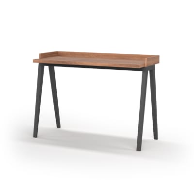 Bureau en mélaminé et hêtre noyer pieds graphite 81x111x50 cm
