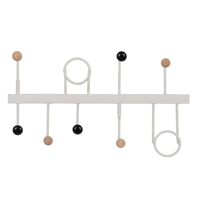 Portemanteau mural en métal blanc 9 accroches 50x7x27cm