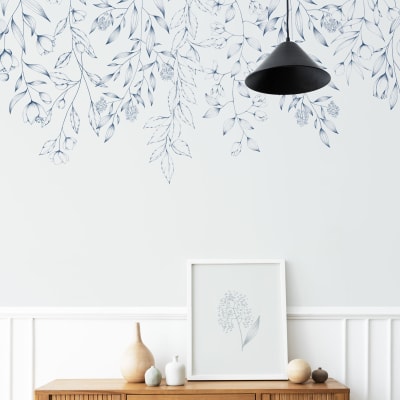 Papier peint  florale, bleu 375 x 250cm