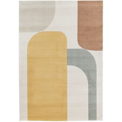 Tapis contemporain à motif géométrique - 160x230cm jaune polypropylène