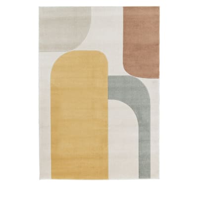 Tapis contemporain à motif géométrique - 200x290cm jaune polypropylène