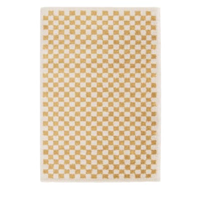 Tapis damiers - 200x290cm jaune polypropylène