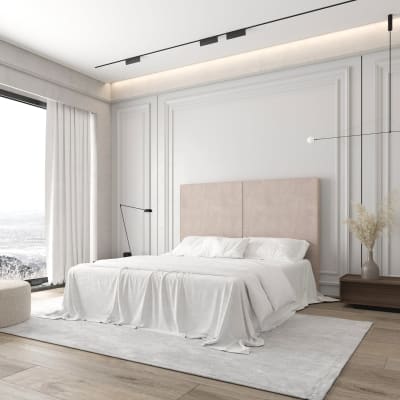 Tête de lit double panneau vertical beige, lit 160 cm, 170x120 cm