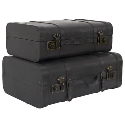 Lot de 2 malles de rangement vintage simili cuir