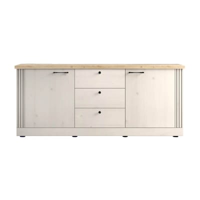 Buffet  2 portes 3 tiroirs aspect chêne blanchi et chêne clair