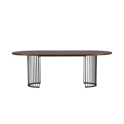 Table de salle à manger ovale couleur noyer effet bois