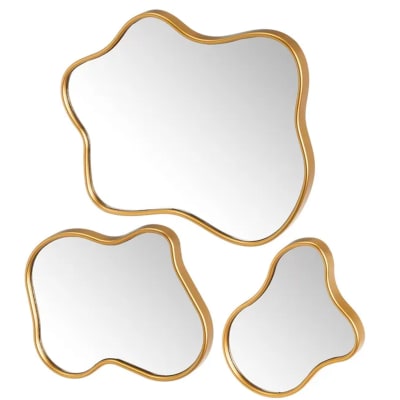 Set de 3 miroirs dorés 31x2x35cm