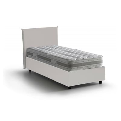 Lit simple en simili cuir blanc 80x190 cm