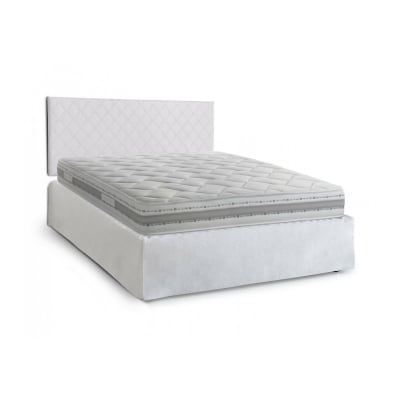Lit double en simili cuir blanc 160x190 cm