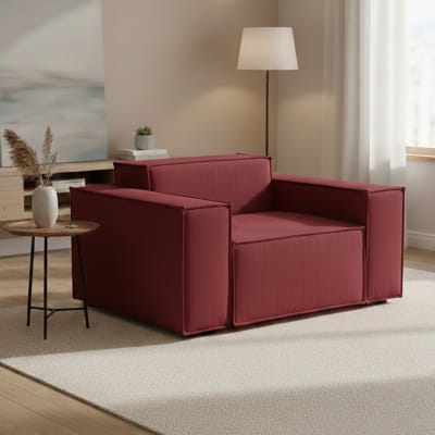 Fauteuil en tissu rouge 160x95h70 cm