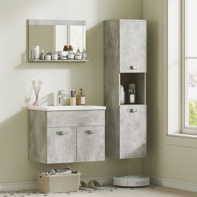 Ensemble de meubles de salle de bain 4 pièces mural en bois gris