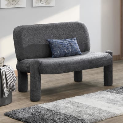 Canapé 2 places design effet peau de mouton anthracite