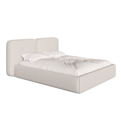 Lit de divan en tissu bouclé 140x200 cm, blanc crème