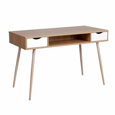 Table d'ordinateur avec trois tiroirs beige 120 x 58 x 77 cm