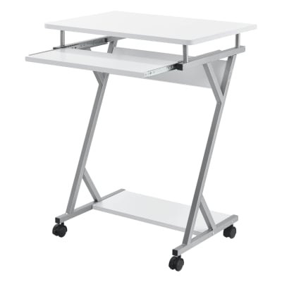 Bureau ordinateur roulant table 60 x 40 x 75 cm effet bois blanche