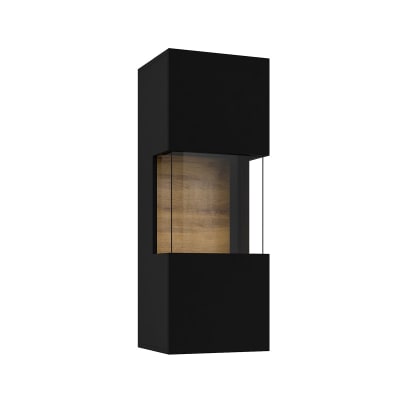 Vitrine murale 1 porte et bois panneaux hdf noir
