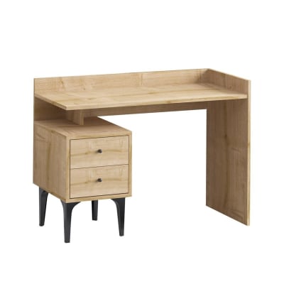 Bureau avec rangement 2 tiroirs décor bois chêne l100 cm