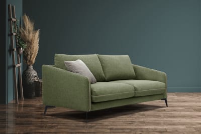 Canapé droit 3 places tissu vert foncé