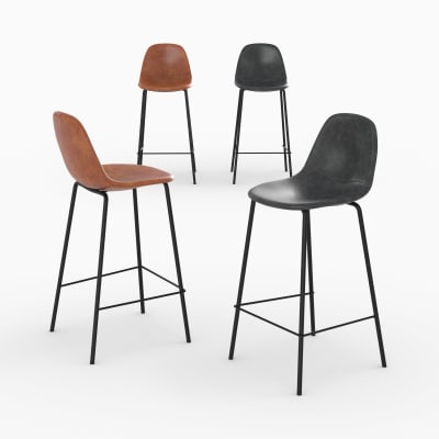 Pack 4 chaises pour îlot central camel et grises/noires 65 cm