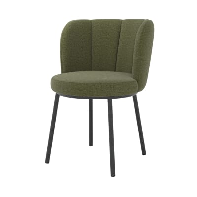 Chaise en tissu vert chiné et pieds noirs