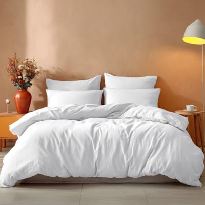 Parure 4 pièces lit 1 personne blanc housse de couette 140x200