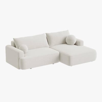 Canapé d'angle convertible en tissu bouclette beige - angle droit