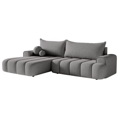 Canapé d'angle convertible côté gauche en bouclette gris