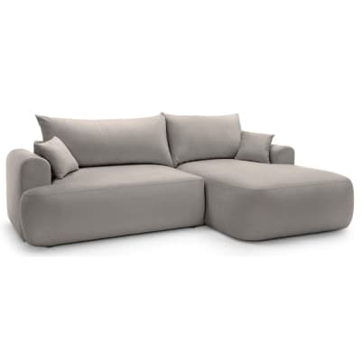 Canapé d'angle réversible côté droit en velours gris clair