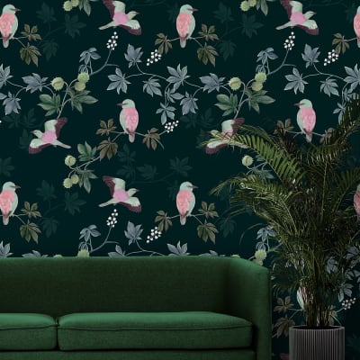 Papier peint  motif marronniers, vert 150 x 250cm