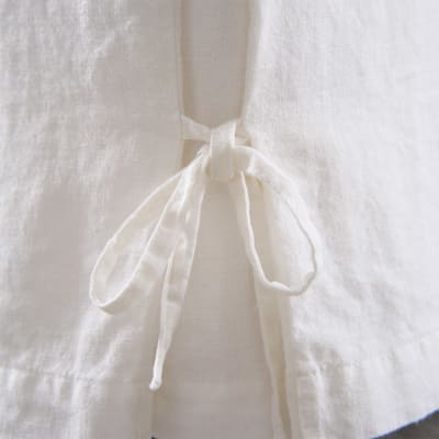 Cache sommier en lin blanc 140 x 190 cm