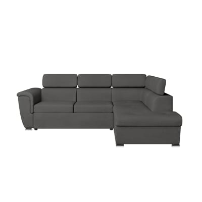 Canapé d'angle droit convertible, tissu gris foncé - méridienne 188cm