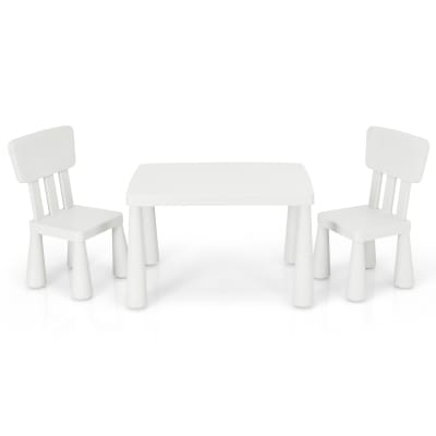 Table en plastique et 2 chaises pour enfants de 1-7 ans blanc