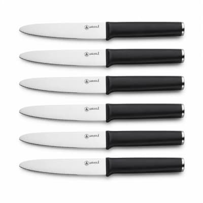 6 couteaux à steak en acier 22,3 cm - noir