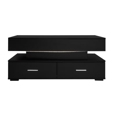 Table basse noir plateau relevable à hauteur réglable 2 tiroirs