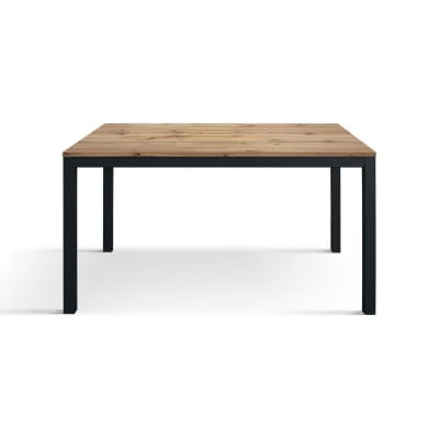 Table basse en bois, finition chêne, base anthracite, 160x90-210x90cm