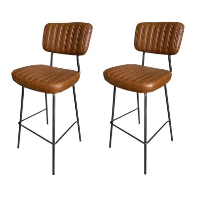 Lot de 2 tabourets de bar simili cuir marron