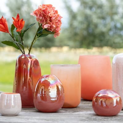 Vase boule en verre rouge 14x14x13cm
