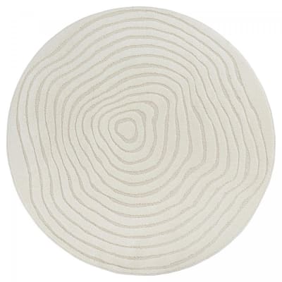 Tapis rond, motif moderne et design ton sur ton, crème ø160cm