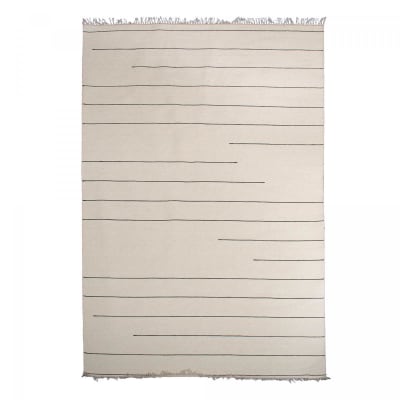Grand tapis salon kilim tissé main en laine motif simple beige 250x350