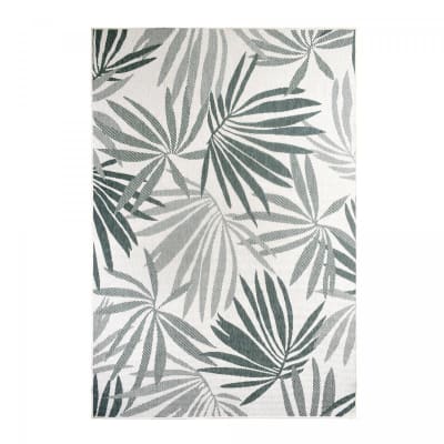 Tapis extérieur pour terrasse, kilim reversible, crème et vert 160x230