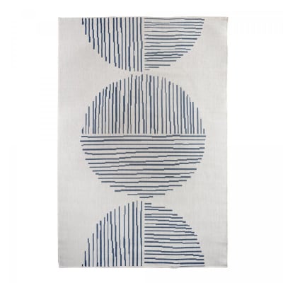Tapis extérieur terrasse, tapis reversible, blanc et bleu 160x230