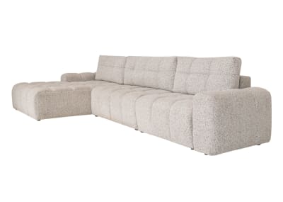 Canapé d'angle modulaire 5pl convertible, angle gauche, sel et poivre