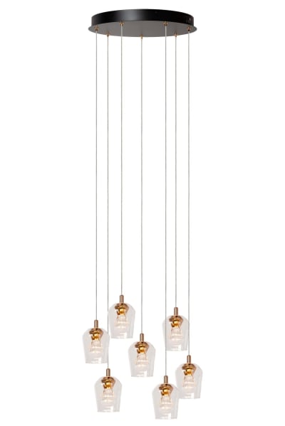 Suspension verre 7 lumières verre transparent 39 cm