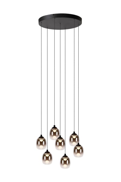 Suspension en verre 7 lumières verre fumé 45cm