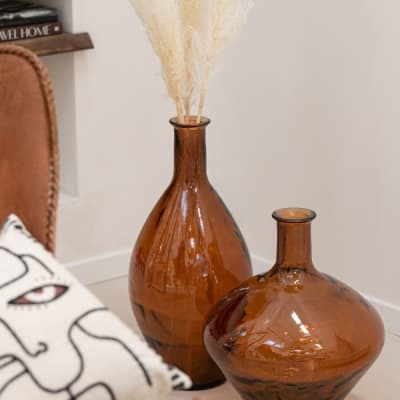 Vase haut en verre marron 26x26x60 cm