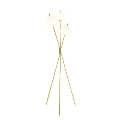 Lampadaire en verre laiton et blanc 157 cm
